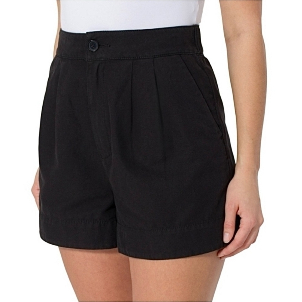 Joie Black Cotton Linen Blend Mid Rise Pleated Shorts Size XL Casual Essential